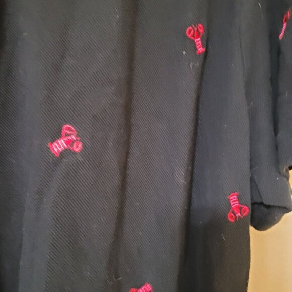Quacker Factory Black Polo Lobster Embroidery 2X Beachy Island Tropical Summer - Picture 7 of 7